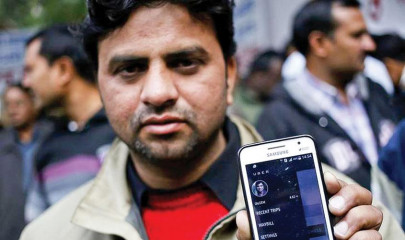 diesel cab drivers protest ban in india s smog choked capital