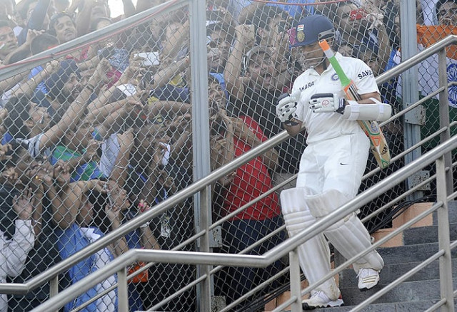 sachin tendulkar walks out to bat in his final test match at the wankhede stadium in mumbai photo courtesy bcci sachin tendulkar walks out to bat in his final test match at the wankhede stadium in mumbai photo courtesy bcci