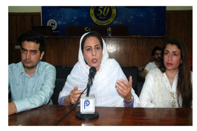 fpcci vice president sajida zulfiqar addressing a press conference at ppc photo express fpcci vice president sajida zulfiqar addressing a press conference at ppc photo express