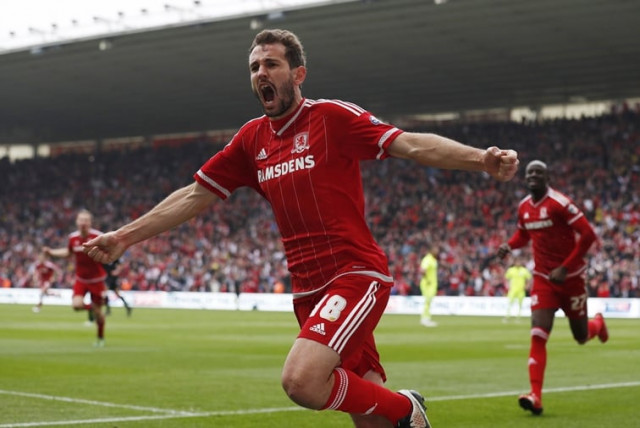 cristhian stuani celebrates after scoring the first goal for middlesbrough photo reuters