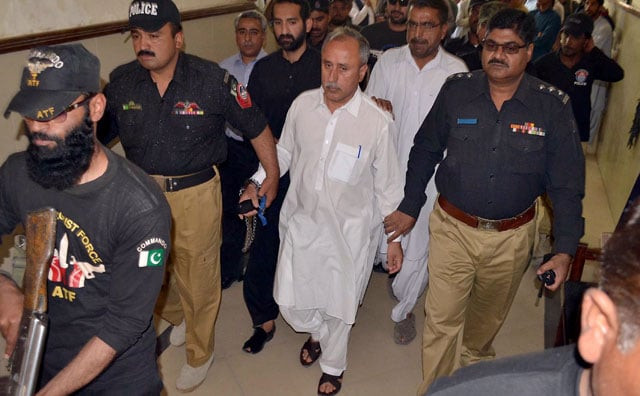 police escort former finance secretary balochistan mushtaq raisani out of an accountability court in quetta on may 7 2016 photo inp police escort former finance secretary balochistan mushtaq raisani out of an accountability court in quetta on may 7 2016 photo inp
