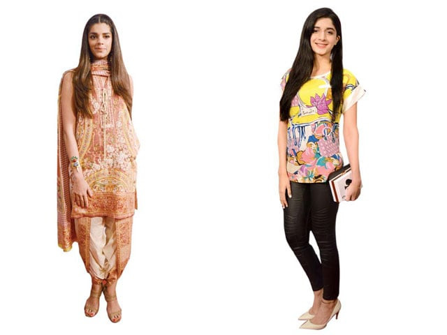 sanam saeed and mawra hocane as seen during the premier of mah e mir sanam saeed and mawra hocane as seen during the premier of mah e mir