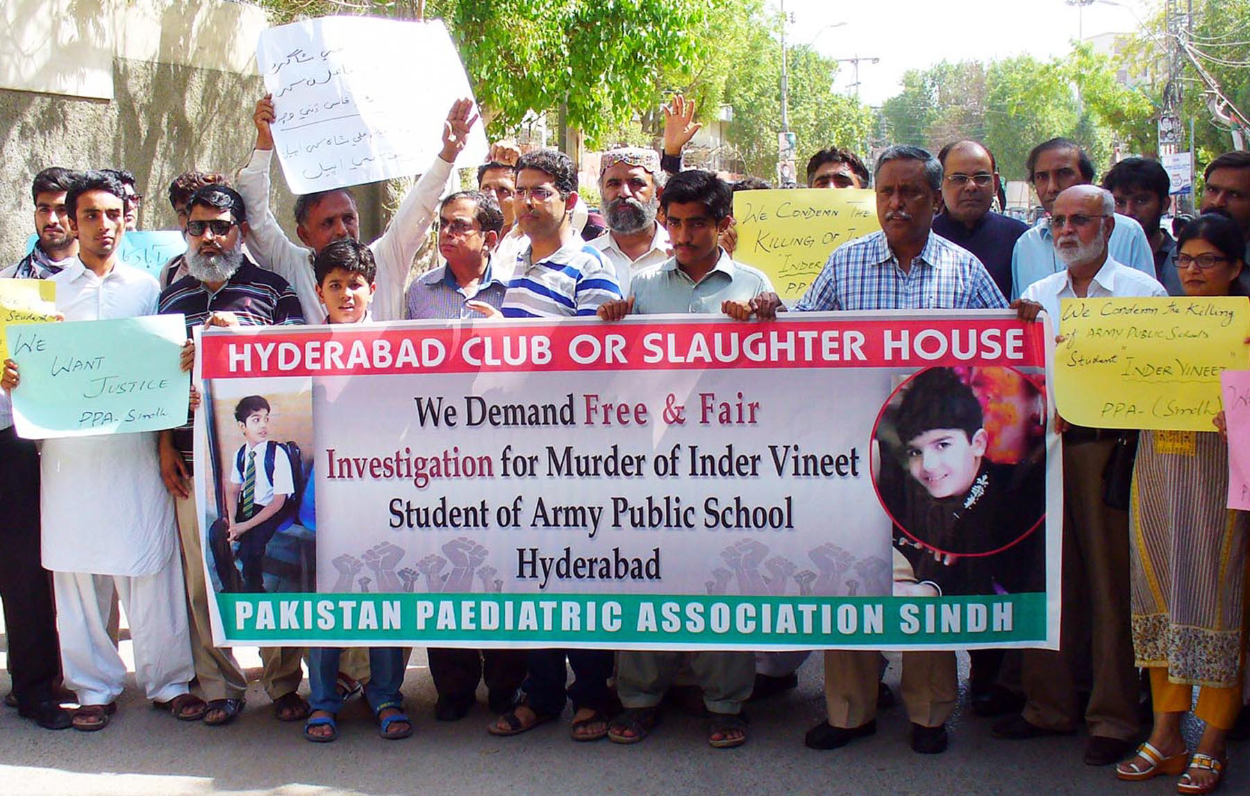 pakistan paediatric association sindh protest outside the hyderabad press club on sunday photo shahid ali express