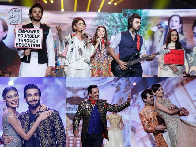 bushra ansari ahsan khan urwa hocane and farhan saeed held placards to raise awareness about child abuse photo file