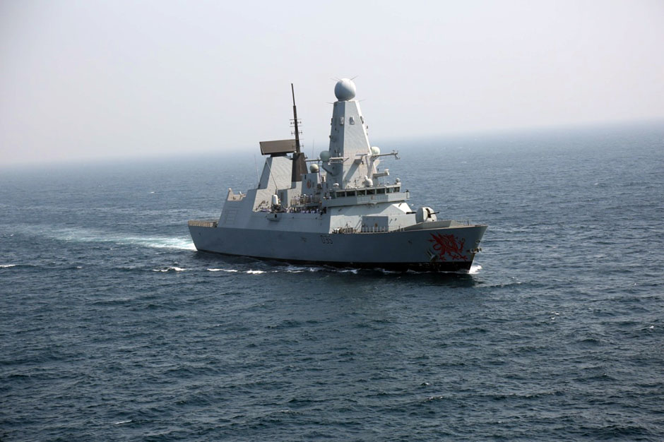 HMS Dragon during the fleet review phase of Aman-19.