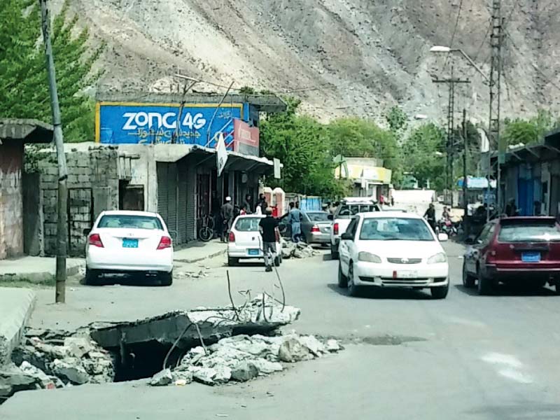 potholes and debris paint a gloomy picture of the condition of roads in gilgit city photo express