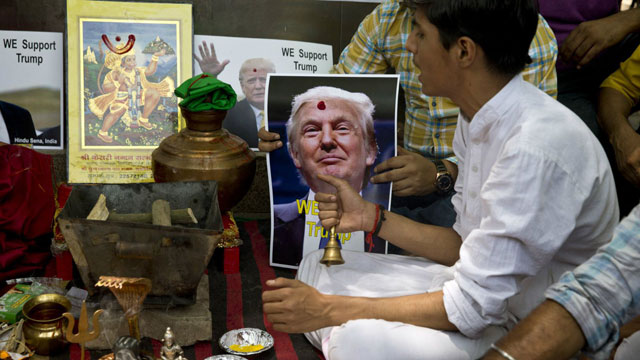 a hindu right wing group in india has held a fire ceremony to pray for the victory of donald trump photo ap