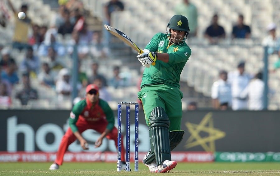 sharjeel khan targets the leg side in world t20 match against bangladesh in kolkata india on march 16 2016 photo afp