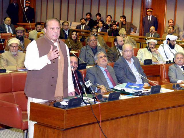 prime minister nawaz sharif addressing the upper house of parliament on december 31 2014 photo pid prime minister nawaz sharif addressing the upper house of parliament on december 31 2014 photo pid