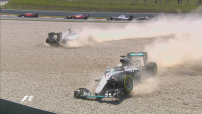 hamilton rosberg crash out in barcelona clash