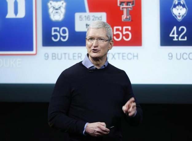 apple ceo tim cook speaks about the apple tv during an event at apple headquarters in cupertino california march 21 2016 photo reuters