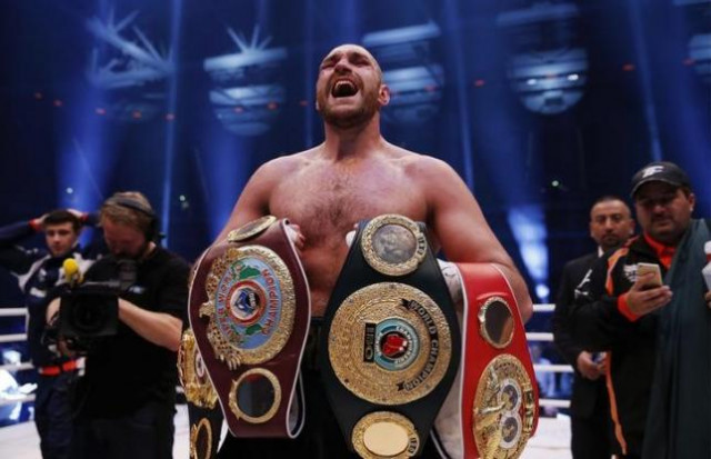 tyson fury celebrates winning the fight against wladimir klitschko photo reuters