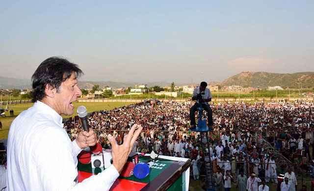 pti chairman imran khan addressing an election rally in bhimber district of azad kashmir on may 19 2016 photo nni