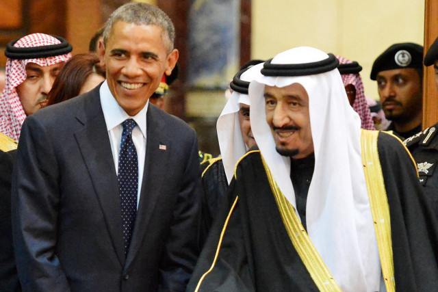 a handout picture provided by the saudi press agency spa shows us president barack obama l and saudi king salman bin abdul aziz r shortly after his arrival in riyadh saudi arabia january 27 2015 photo afp a handout picture provided by the saudi press agency spa shows us president barack obama l and saudi king salman bin abdul aziz r shortly after his arrival in riyadh saudi arabia january 27 2015 photo afp