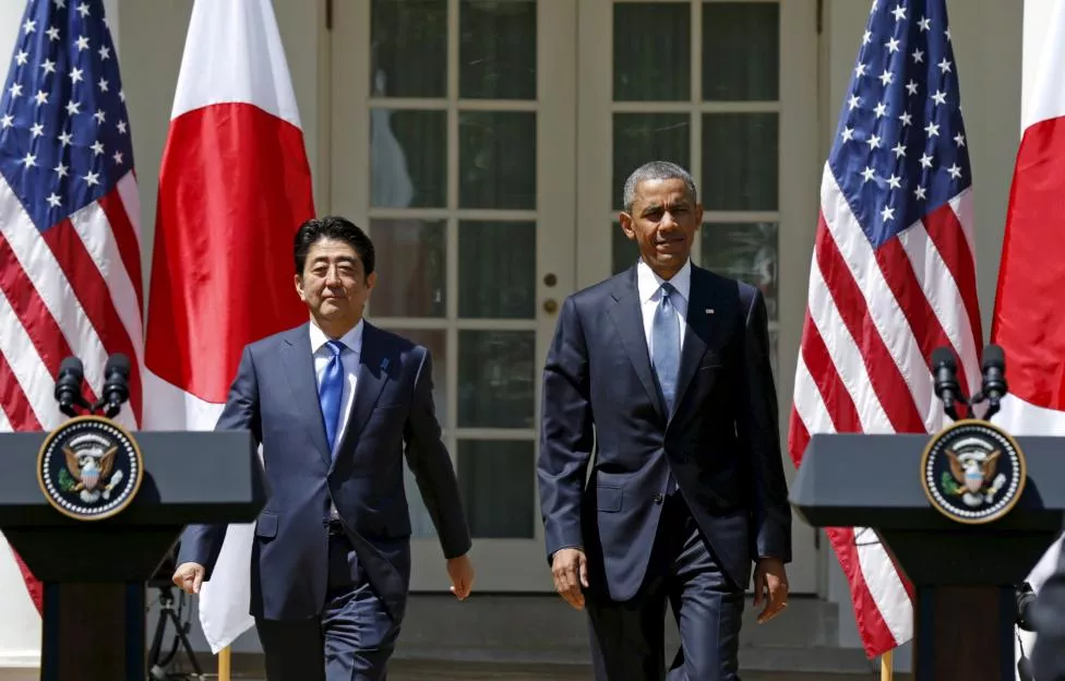 us president barack obama and japanese prime minister shinzo abe arrive for a joint news conference in the rose garden of the white house in washington april 28 2015 reuters us president barack obama and japanese prime minister shinzo abe arrive for a joint news conference in the rose garden of the white house in washington april 28 2015 reuters