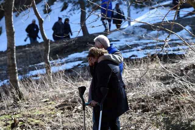 this file photo taken on march 24 2016 shows relatives and friends of victims at the col mariaud in le vernet southwestern france in front of the mountain were the plane of germanwings crashed a year ago to mark the first anniversary of the germanwings tragedy in which a suicidal pilot crashed a plane into a mountainside killing all 150 on board photo afp this file photo taken on march 24 2016 shows relatives and friends of victims at the col mariaud in le vernet southwestern france in front of the mountain were the plane of germanwings crashed a year ago to mark the first anniversary of the germanwings tragedy in which a suicidal pilot crashed a plane into a mountainside killing all 150 on board photo afp
