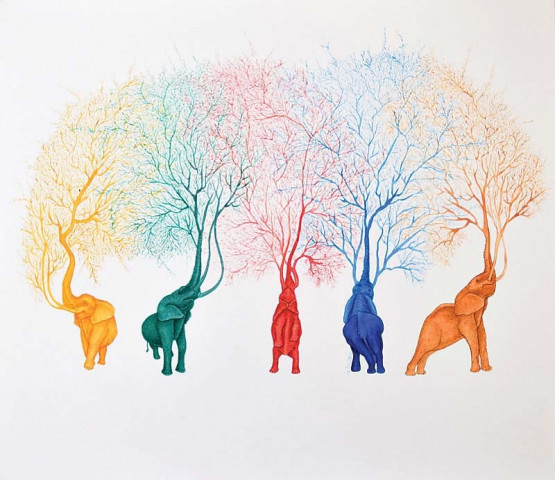 the artist claims that since every language has characters elephants are his medium of self expression photos courtesy artscene gallery the artist claims that since every language has characters elephants are his medium of self expression photos courtesy artscene gallery