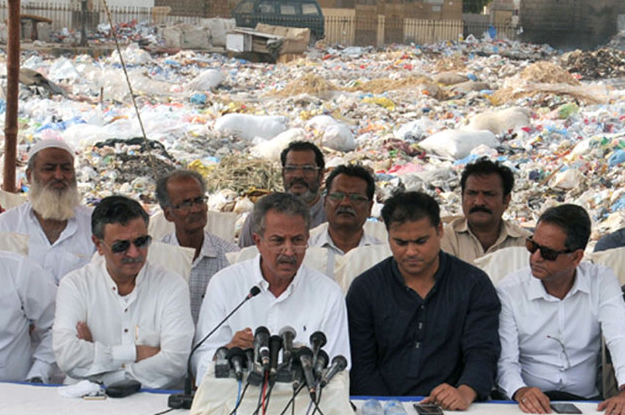 wasim akhtar addressing a press conference at a ground in federal b area on saturday photo express