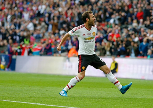 manchester united 039 s spanish midfielder juan mata celebrates after scoring their first goal during the english fa cup final football match between crystal palace and manchester united at wembley stadium in london on may 21 2016 photo afp manchester united 039 s spanish midfielder juan mata celebrates after scoring their first goal during the english fa cup final football match between crystal palace and manchester united at wembley stadium in london on may 21 2016 photo afp