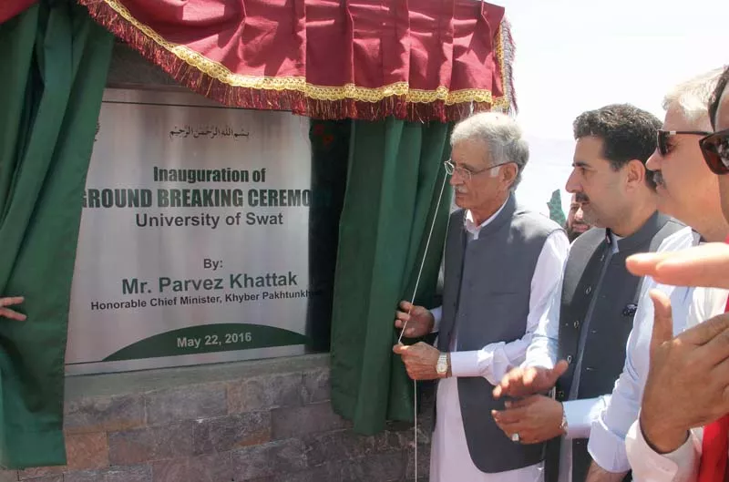 pervez khattak performs the groundbreaking of a university in charbagh photo express pervez khattak performs the groundbreaking of a university in charbagh photo express