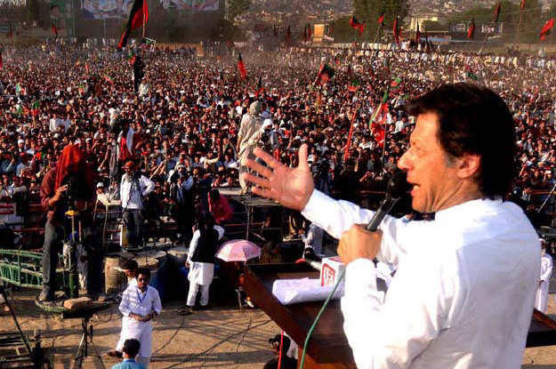 imran khan addressing a public gathering in swar photo inp