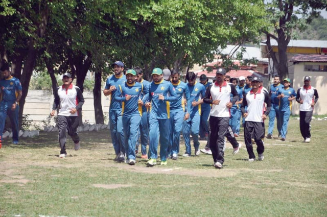 pakistan players jog during the kakul fitness camp to prepare for the upcoming tour of england photo courtesy pcb pakistan players jog during the kakul fitness camp to prepare for the upcoming tour of england photo courtesy pcb