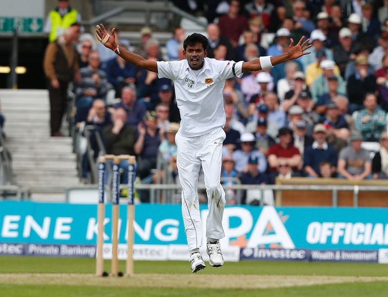 dushmantha chameera celebrates at headingley in leeds england on may 20 2016 photo afp