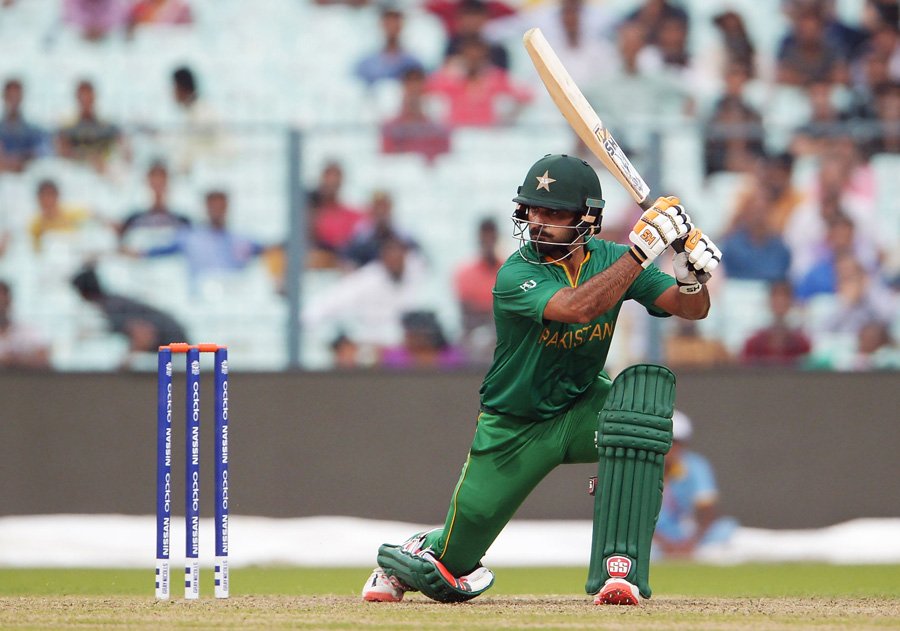 mohammad hafeez plays towards square against sri lanka in world t20 warm up match in kolkata india on march 14 2016 photo afp