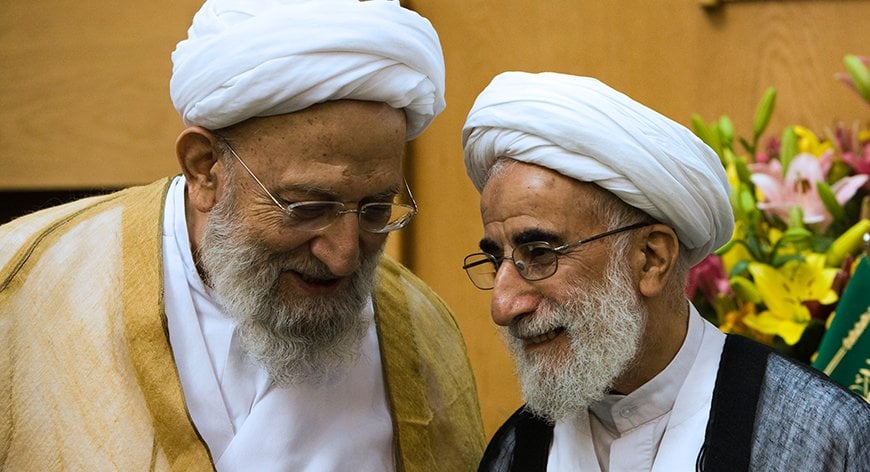 ayatollah mohammad reza mahdavi kani l speaks with guardian council chief ayatollah ahmad jannati r during a conference in tehran on august 14 2008 file photo arch hardliner mahdavi kani was elected and confirmed as head of iran 039 s assembly of experts on march 8 2011 photo reuters