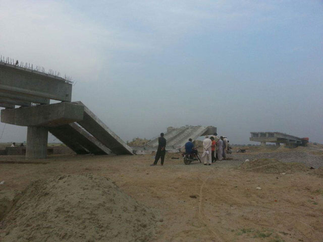 photo shows destruction of gujrat 039 s ghan bridge after a part of it collapsed on sunday photo facebook