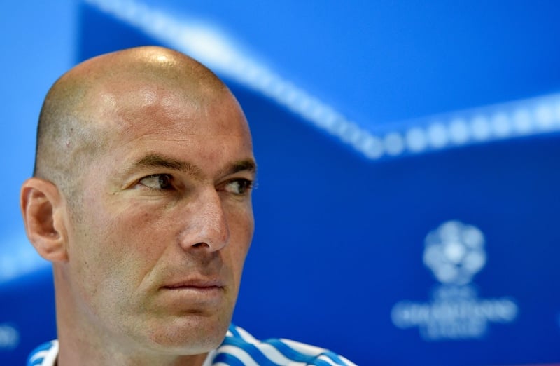 zinedine zidane during a press conference at real madrid 039 s open media day in madrid on may 24 2016 photo afp