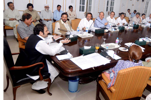 minister for irrigation sikandar sherpao chairing meeting regarding the issues of pcs officers at cm secretariat peshawar photo express