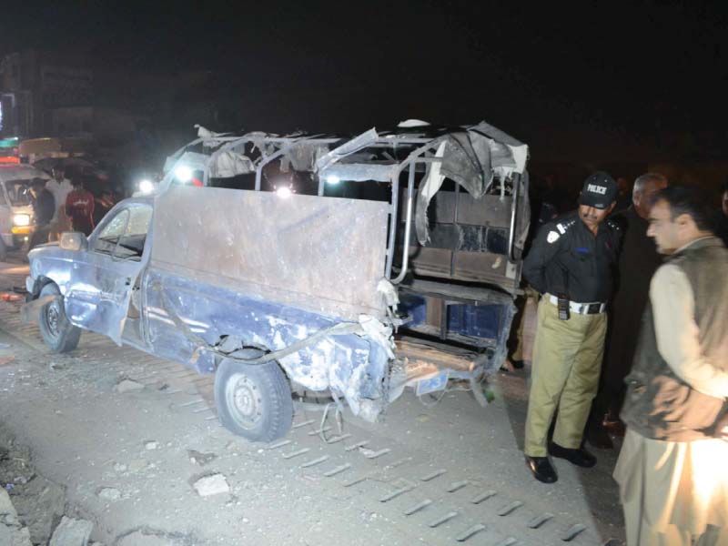 security officials inspect the blast site in quetta photo ppi