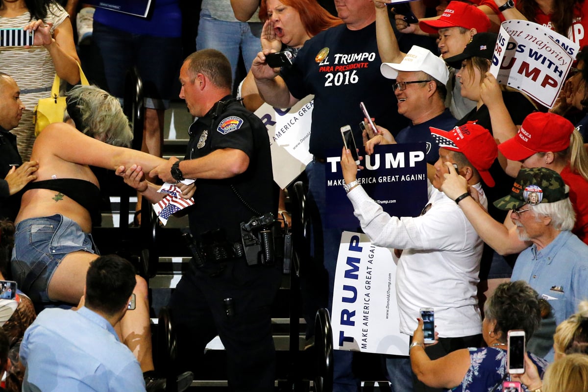 police remove a protester during a rally by republican u s presidential candidate donald trump and his supporters in albuquerque new mexico u s may 24 2016 photo reuters