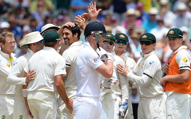 ben stokes walks off after being dismissed by mitchell johnson on the third day of the second ashes cricket test match in adelaide on december 7 2013 photo afp