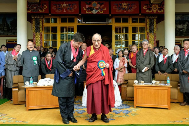 tibetan spiritual leader his holiness the dalai lama r and the re elected sikyong prime minister of the central tibetan administration lobsang sangay pose for a photograph after sangay 039 s swearing in ceremony at the tsuglakhang temple in mcleod ganj on may 27 2016 photo afp tibetan spiritual leader his holiness the dalai lama r and the re elected sikyong prime minister of the central tibetan administration lobsang sangay pose for a photograph after sangay 039 s swearing in ceremony at the tsuglakhang temple in mcleod ganj on may 27 2016 photo afp