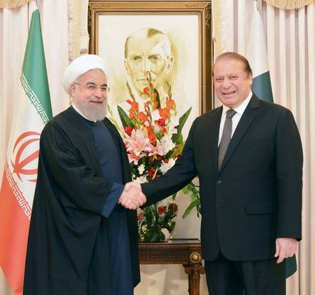 prime minister nawaz sharif shakes hands with iranian president hasan rowhani photo afp