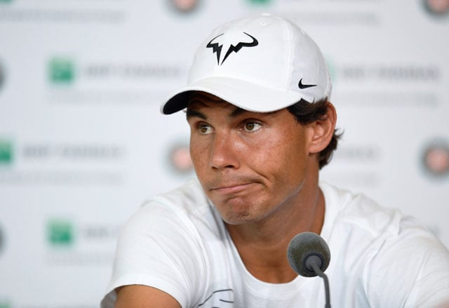 spain 039 s rafael nadal gives a press conference to annonce his withdrawal from the french open at the roland garros 2016 french tennis open in paris on may 27 2016 photo afp spain 039 s rafael nadal gives a press conference to annonce his withdrawal from the french open at the roland garros 2016 french tennis open in paris on may 27 2016 photo afp