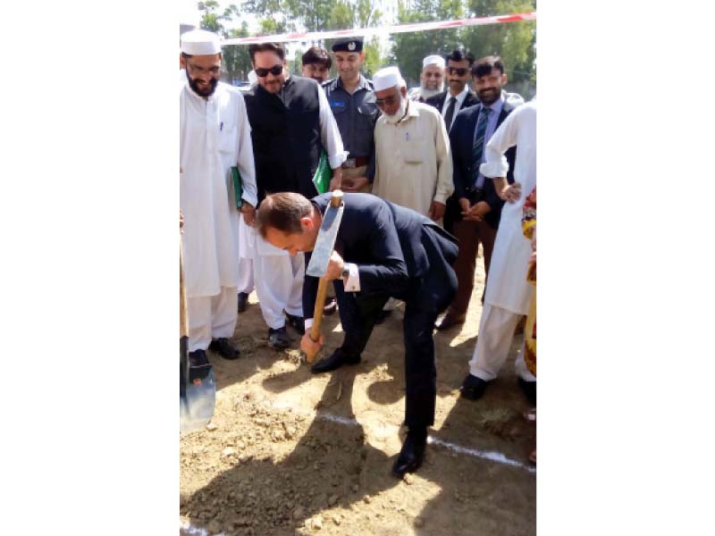 british high commissioner breaks ground for construction of a new school building in mardan photo express