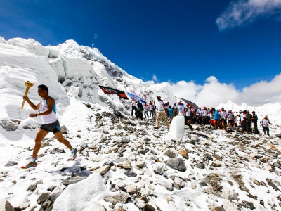 nepalese runner wins world s highest marathon