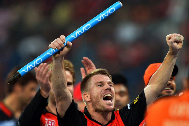 sunrisers hyderabad captain david warner c celebrates his team 039 s victory against royal challengers bangalore during the final of the 2016 indian premier league on may 29 2016 photo afp