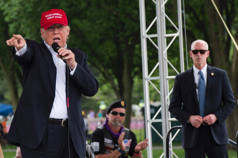 republican presidential candidate donald trump speaks during an event at the annual rolling thunder quot ride for freedom quot parade ahead of memorial day in washington dc on may 29 2016 afp photo