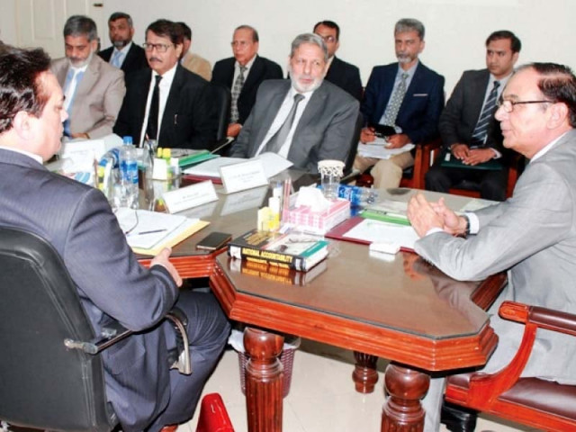 nab chairman qamar zaman chaudhry chairs a meeting at the nab office in karachi photo pr