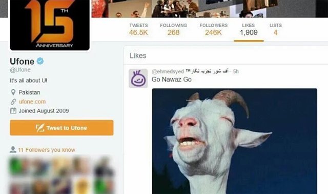 screenshot of ufone 039 s twitter account