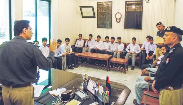 swat dpo address a group of students at his office in saidu sharif photo express swat dpo address a group of students at his office in saidu sharif photo express