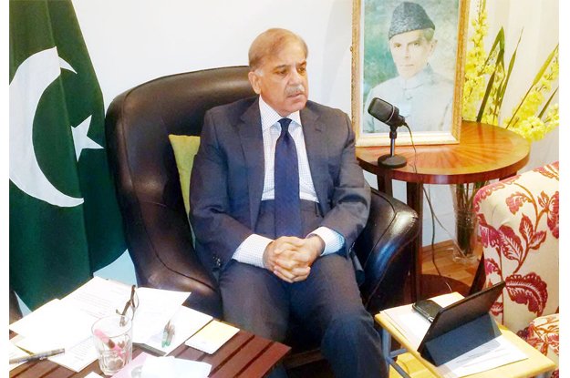 chief minister shahbaz sharif conducting a video conference from london to review the progress of agricultural package photo inp