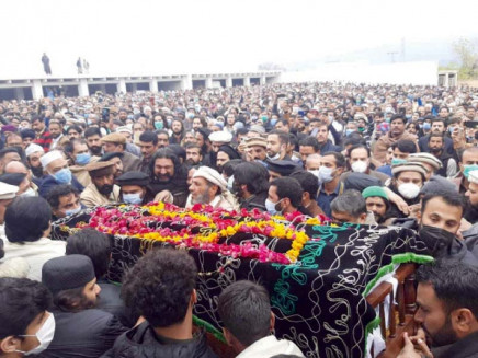 family members and friends attend taji khokhar s janaza at dera taji in rawalpindi photo express