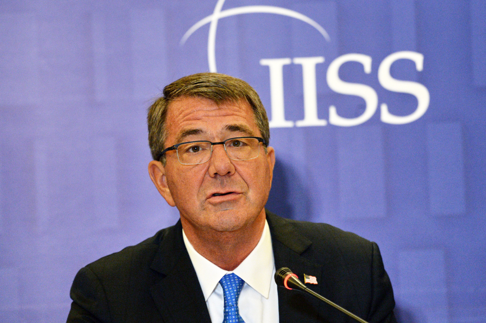 us secretary of defense ashton carter speaks at a press conference on the sidelines of the 15th international institute for strategic studies iiss shangri la dialogue in singapore on june 4 2016 chinese construction on a south china sea islet claimed by the philippines would prompt quot actions being taken quot by the united states and other nations us defense secretary ashton carter warned june 4 afp photo