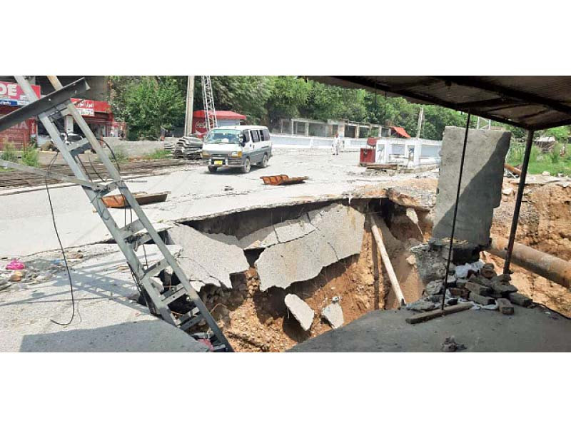 a view of the sawan bus terminal bridge which could not be reconstructed after three years photo express