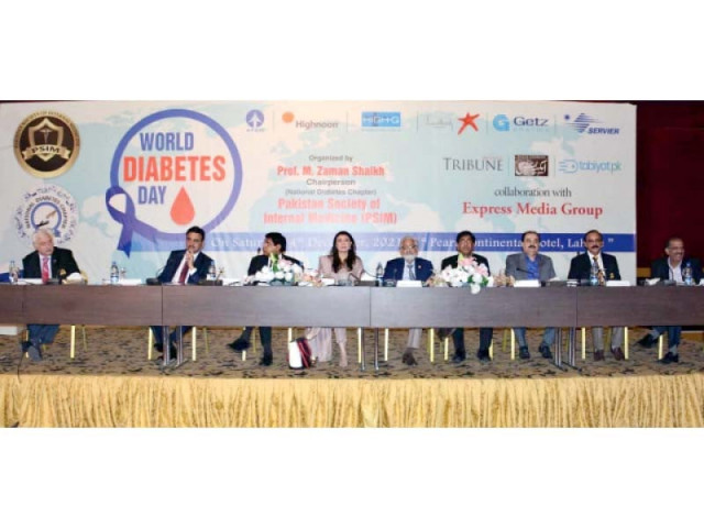 health experts share their views at a seminar on world diabetes day organised by express media group and pakistan society of internal medicine in collaboration with atco servier getz pharma high q and highnoon photo express health experts share their views at a seminar on world diabetes day organised by express media group and pakistan society of internal medicine in collaboration with atco servier getz pharma high q and highnoon photo express